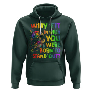 Turtle Autism Acceptance Hoodie Why Fit In When You Were Born To Stand Out TS02 Dark Forest Green Printyourwear