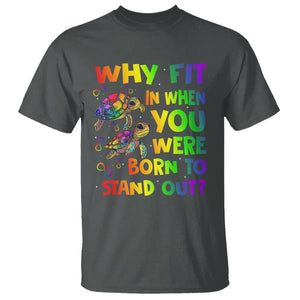 Turtle Autism Acceptance T Shirt Why Fit In When You Were Born To Stand Out TS02 Dark Heather Printyourwear