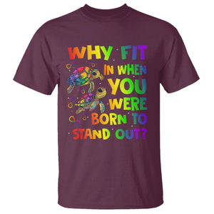 Turtle Autism Acceptance T Shirt Why Fit In When You Were Born To Stand Out TS02 Maroon Printyourwear