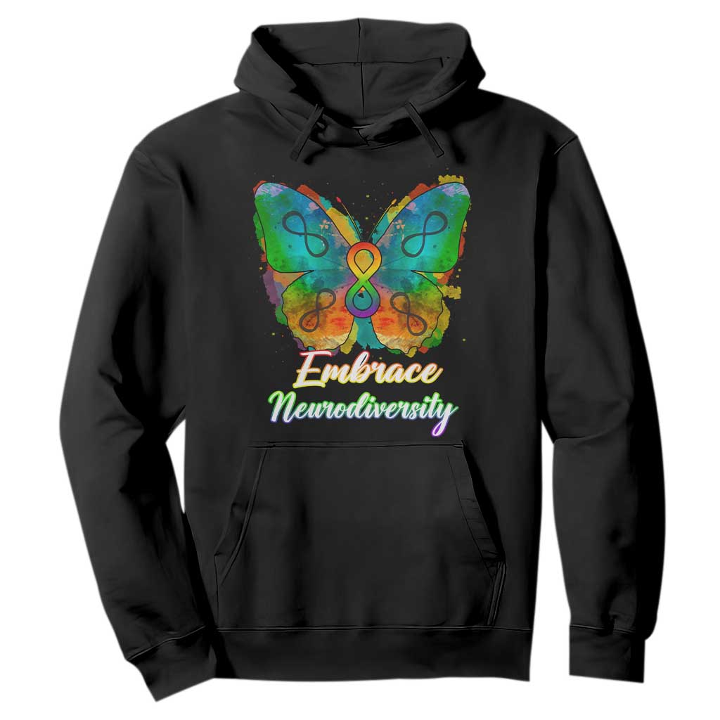 Autism Acceptance Hoodie Embrace Neurodiversity Rainbow Spectrum TS02 Black Printyourwear