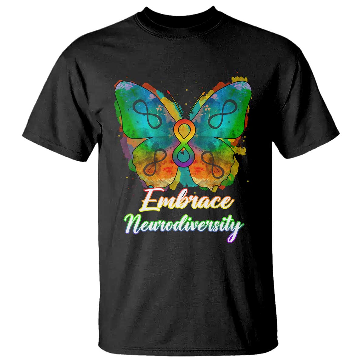 Autism Acceptance T Shirt Embrace Neurodiversity Rainbow Spectrum TS02 Black Printyourwear