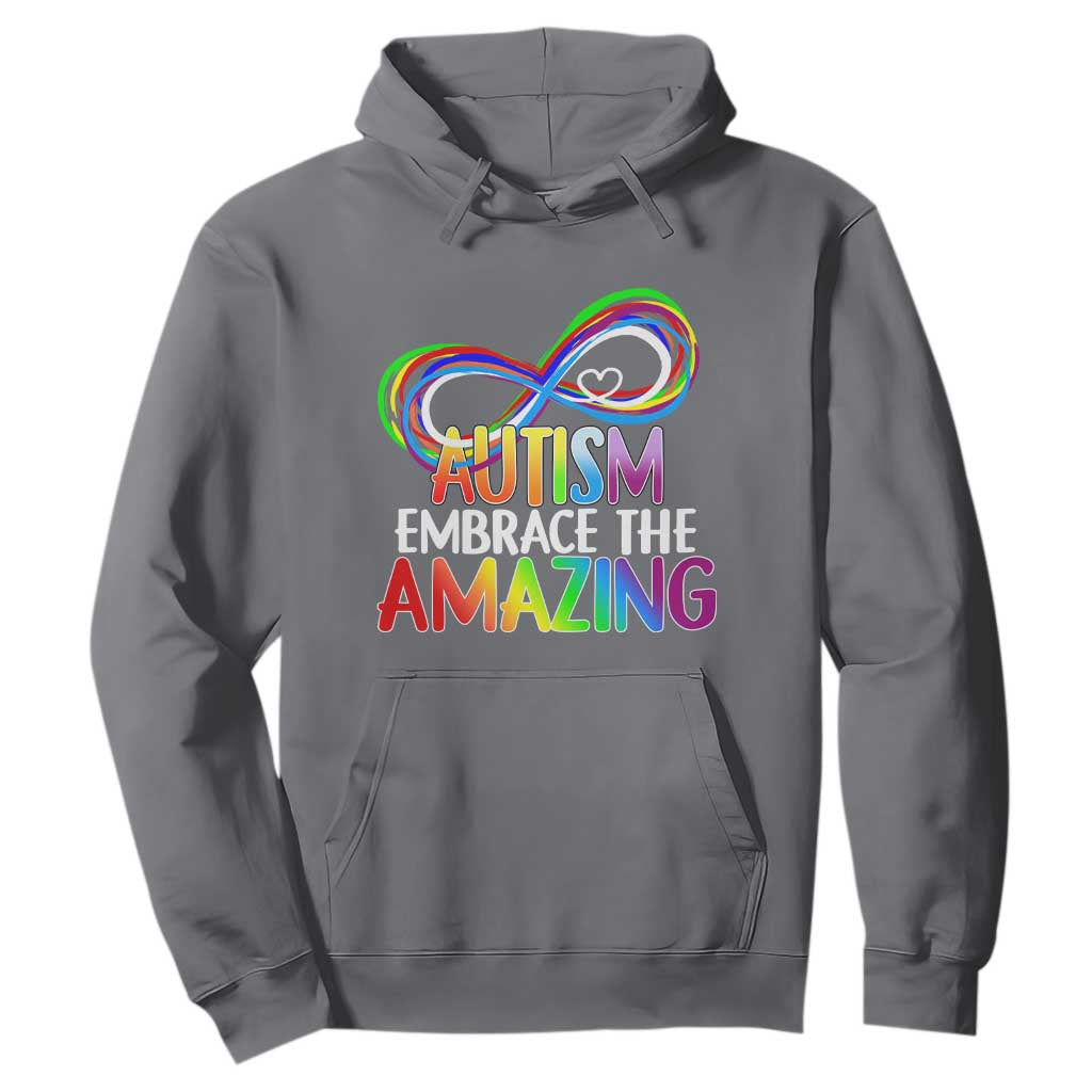 Autism Acceptance Hoodie Embrace The Amazing Spectrum Rainbow Infinity Symbol TS02 Charcoal Printyourwear