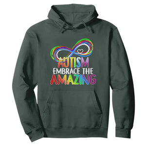 Autism Acceptance Hoodie Embrace The Amazing Spectrum Rainbow Infinity Symbol TS02 Dark Forest Green Printyourwear