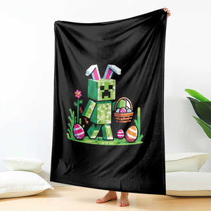 Pixel Easter Bunny Gamer Parody Graphic Throw Blanket Funny Block Style Rabbit with Eggs Basket Gaming Humor Gift TS02 Print Your Wear