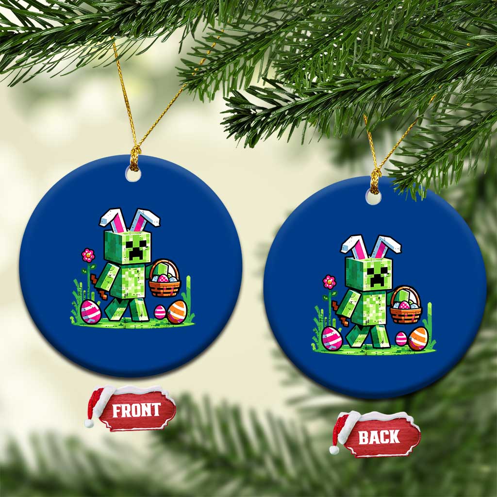 Pixel Easter Bunny Gamer Parody Graphic Ceramic Ornament Funny Block Style Rabbit with Eggs Basket Gaming Humor Gift TS02 1pc Blue Print Your Wear