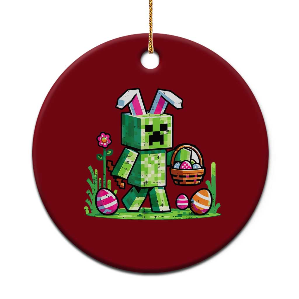 Pixel Easter Bunny Gamer Parody Graphic Ceramic Ornament Funny Block Style Rabbit with Eggs Basket Gaming Humor Gift TS02 1pc Red Print Your Wear