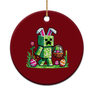 Pixel Easter Bunny Gamer Parody Graphic Ceramic Ornament Funny Block Style Rabbit with Eggs Basket Gaming Humor Gift TS02 1pc Red Print Your Wear
