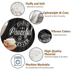 Unpaid Peaceful Protester Vintage Badge Throw Blanket Retro Script Typography Activist TS02 Print Your Wear