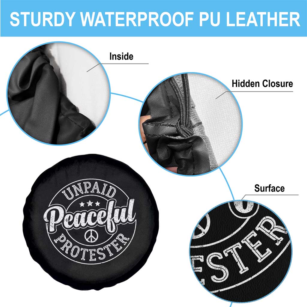 Unpaid Peaceful Protester Vintage Badge Spare Tire Cover Retro Script Typography Activist TS02 Print Your Wear