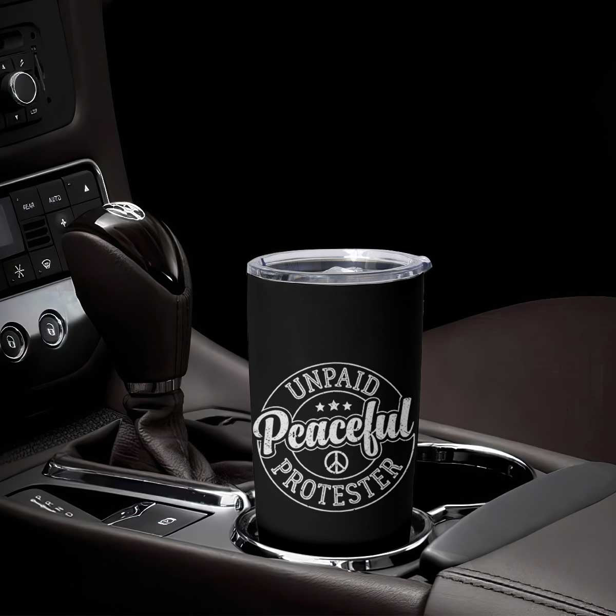 Unpaid Peaceful Protester Vintage Badge Tumbler Cup Retro Script Typography Activist TS02 Print Your Wear