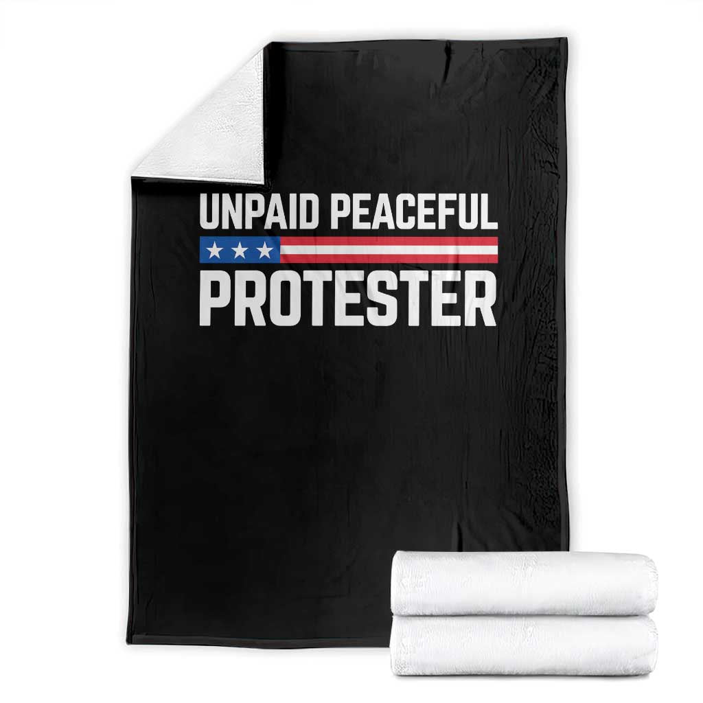 Unpaid Peaceful Protester Patriotic Stripe Throw Blanket American Flag Activist TS02 Black Print Your Wear