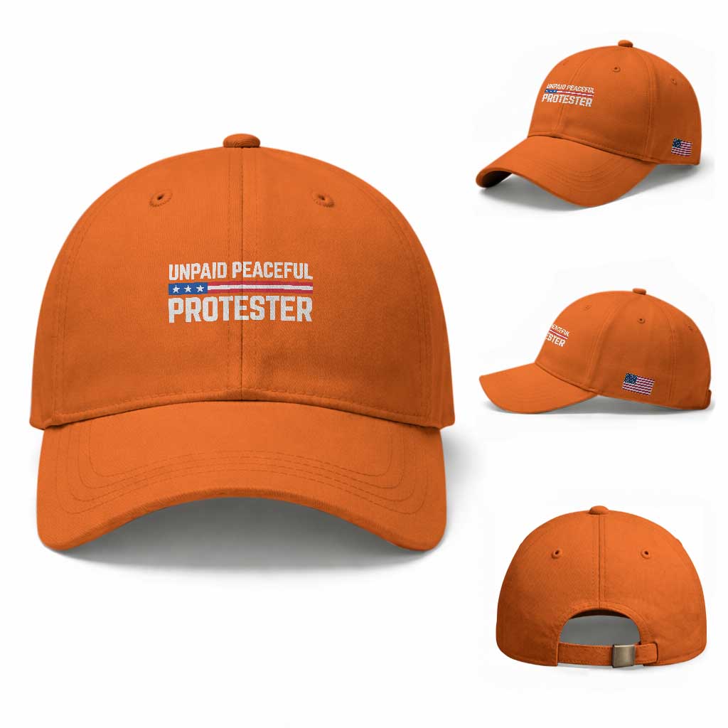 Unpaid Peaceful Protester Patriotic Stripe Baseball Cap American Flag Activist TS02 Baseball Cap Universal Fit Orange Print Your Wear