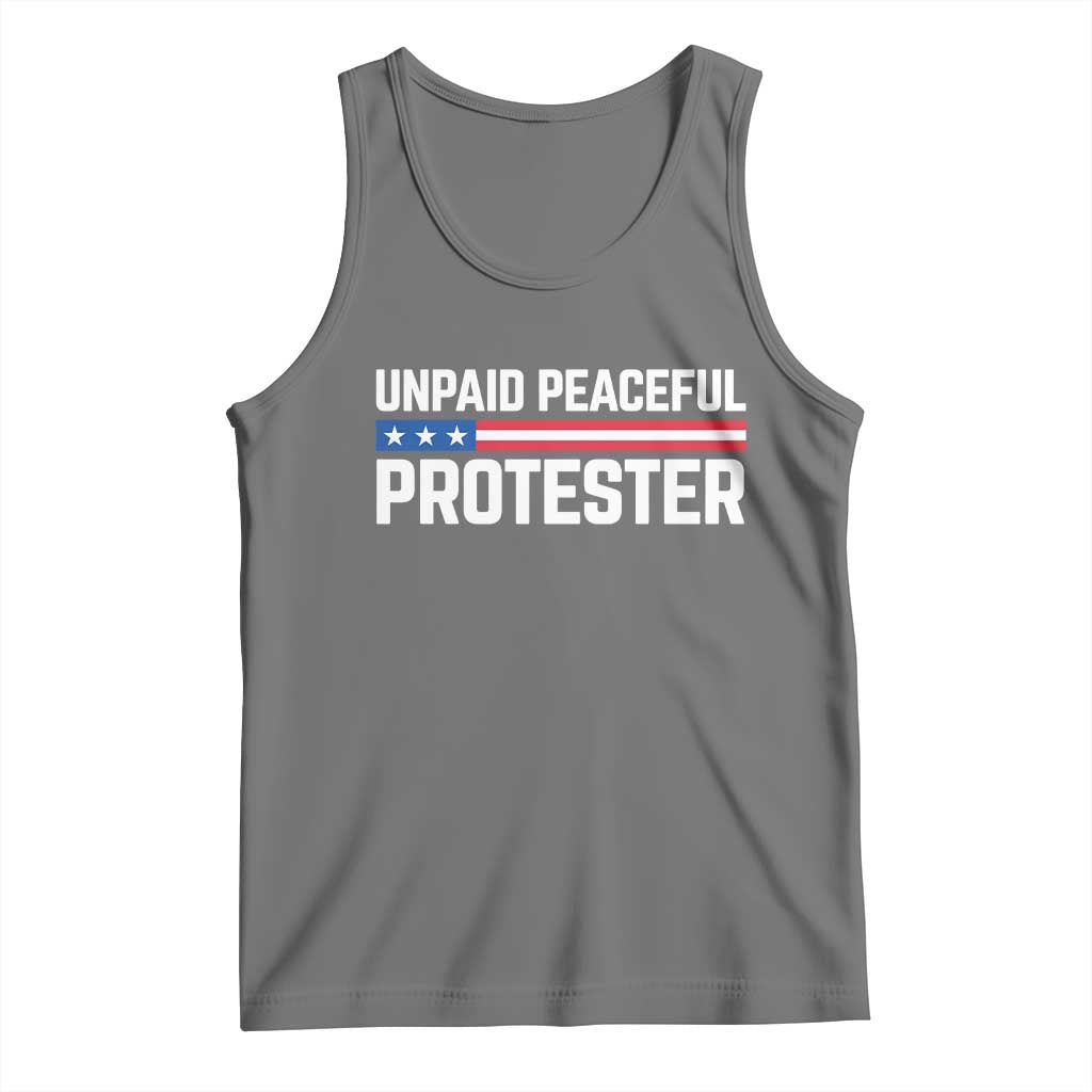 Unpaid Peaceful Protester Patriotic Stripe Tank Top American Flag Activist TS02 Black Heather Print Your Wear