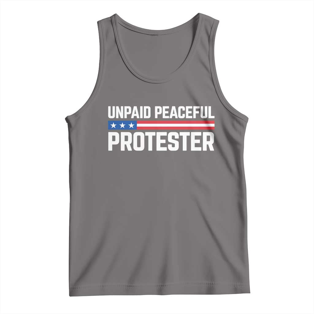 Unpaid Peaceful Protester Patriotic Stripe Tank Top American Flag Activist TS02 Deep Heather Print Your Wear