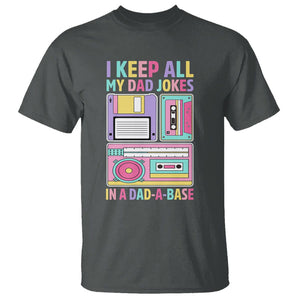 Funny Dad Joke T Shirt I Keep All My Dad Jokes In A Dad A Base Retro Father's Day TS02 Dark Heather Print Your Wear