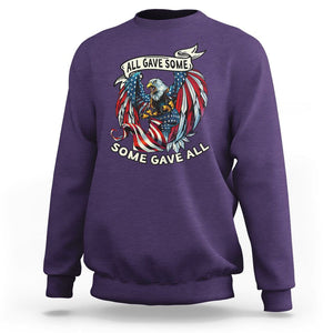 Patriotic American Eagle Sweatshirt All Gave Some Some Gave All US Flag 4th Of July Independence Day TS02 Purple Print Your Wear