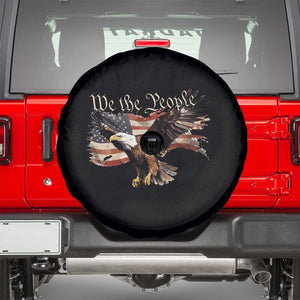 Patriotic American Eagle Spare Tire Cover We The People US Flag Freedom Tour 4th of July TS02 Black Print Your Wear