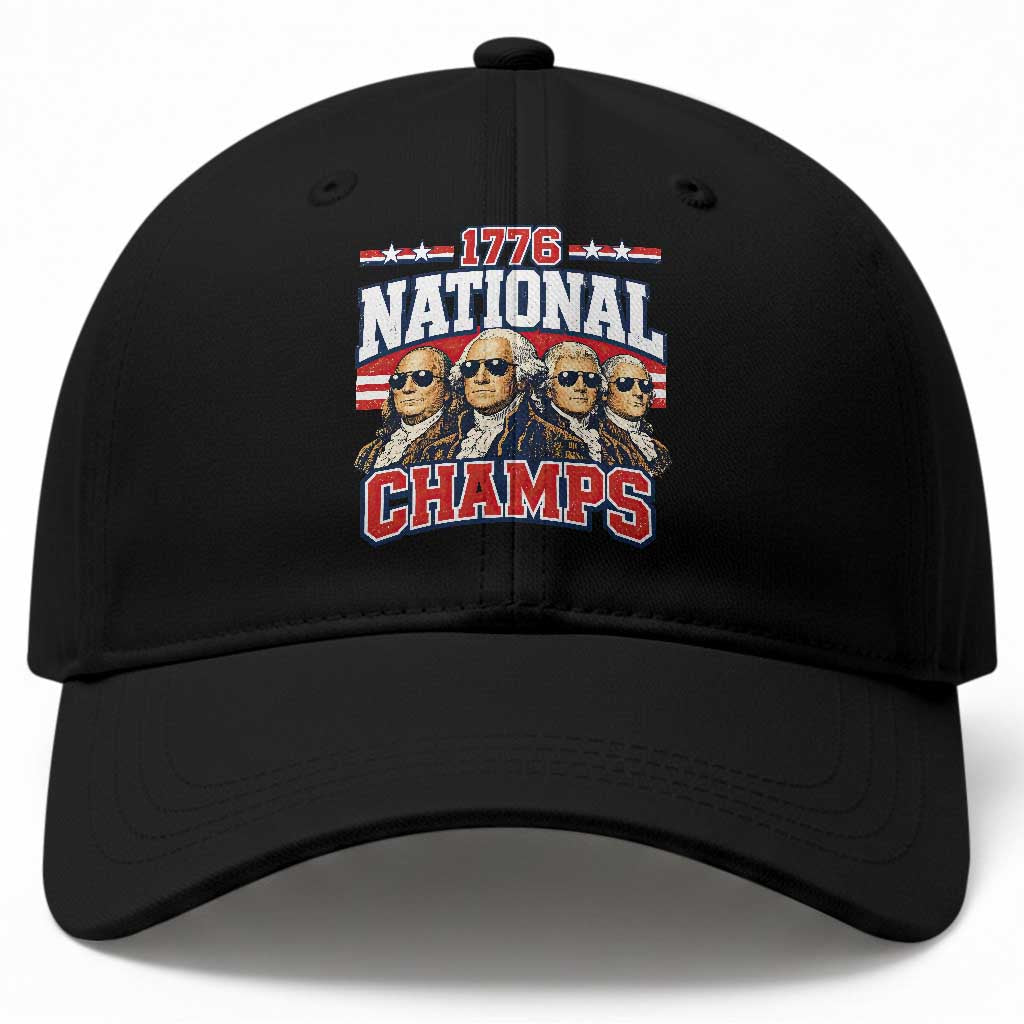 1776 National Champs Founding Fathers Graphic Baseball Cap Funny George Washington and Presidents Sunglasses Sports Style Patriotic TS02 Print Your Wear