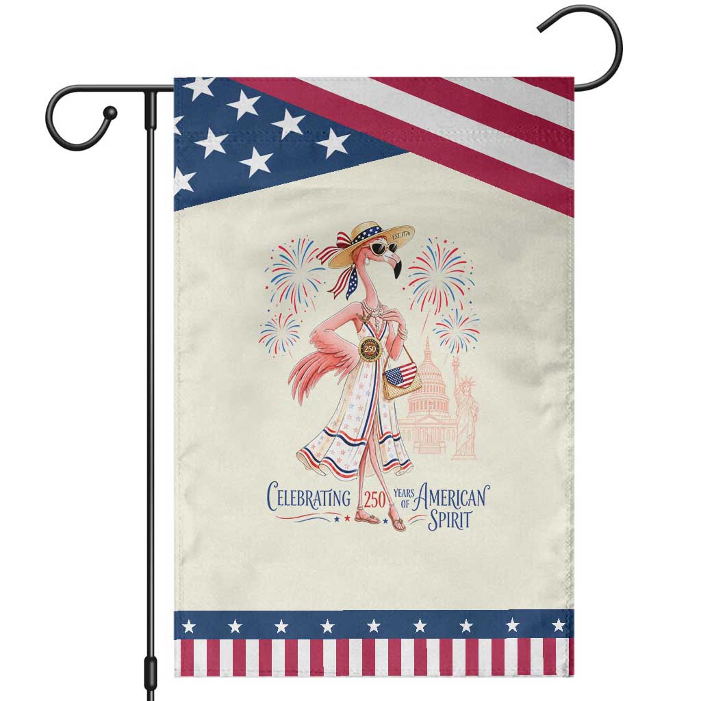 Celebrating 250 Years of American Spirit Flamingo Patriotic Garden Flag Cute Tropical Bird Summer Landmarks Fireworks TS02 Modern Beige Blue Print Your Wear