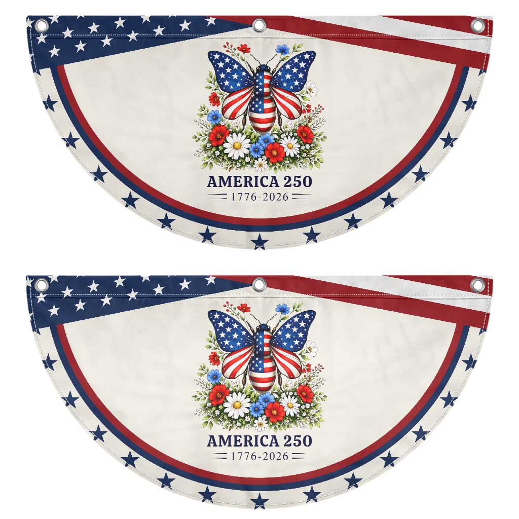 America 250 Butterfly Floral Graphic Patriotic Fan Flag American Flag Wings Watercolor Wildflowers 1776 to 2026 Semiquincentennial TS02 2pcs pack Classic Beige Print Your Wear