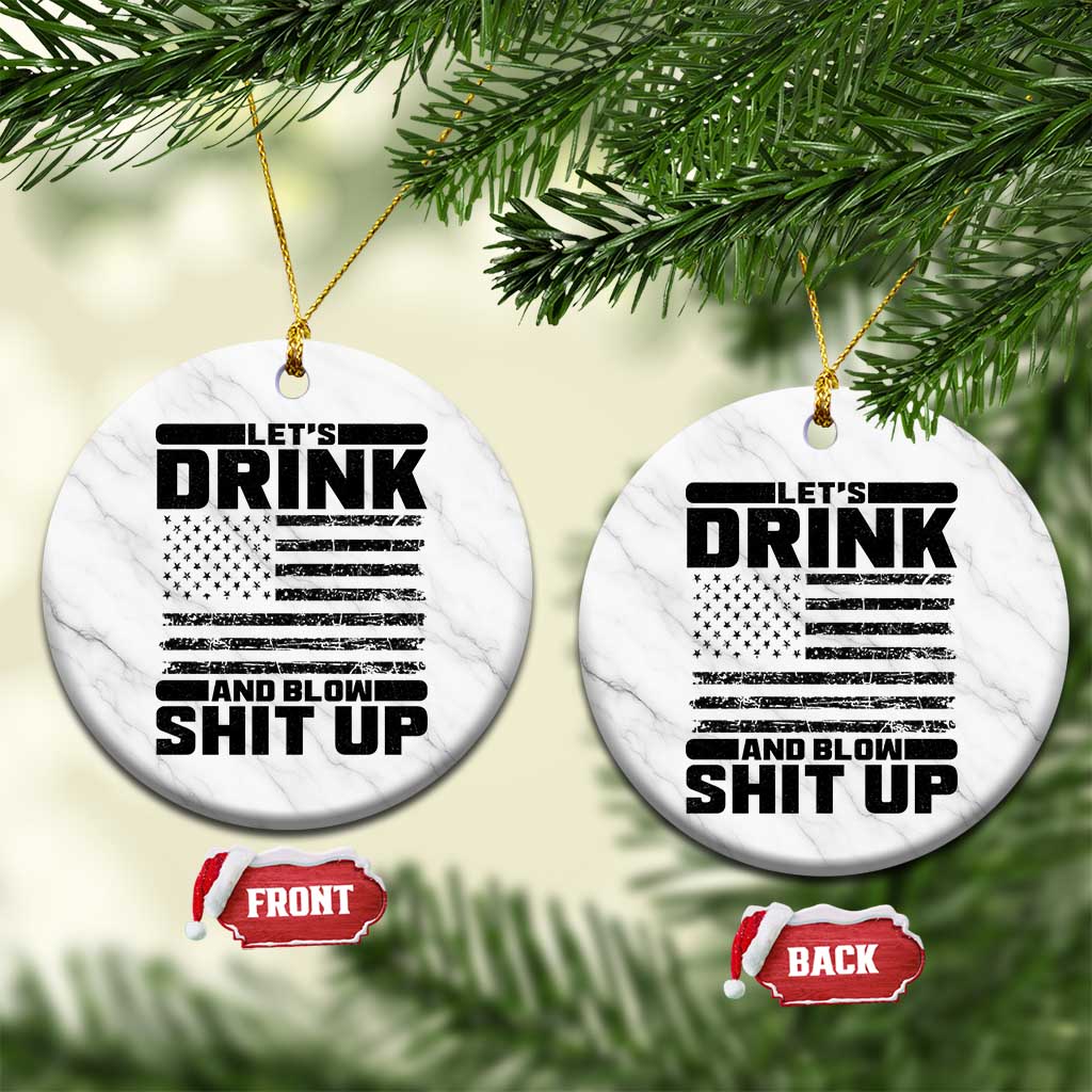 Patriotic 4th of July Fireworks Funny Drinking Party Ceramic Ornament Let's Drink And Blow Shit Up Gag Gift TS02 1pc White Marble Print Your Wear