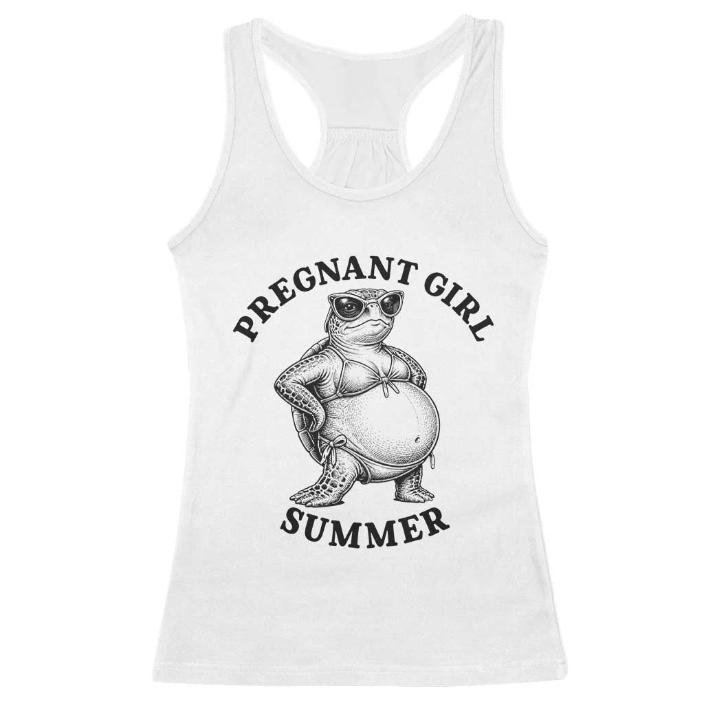 Funny Pregnant Girl Summer Turtle Racerback Tank Top Cute Stipple Maternity Bikini Sea Turtle Beach TS02 White Print Your Wear