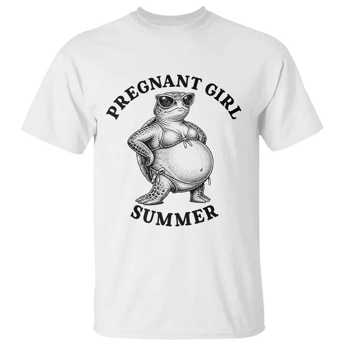 Funny Pregnant Girl Summer Turtle T Shirt Cute Stipple Maternity Bikini Sea Turtle Beach TS02 White Print Your Wear