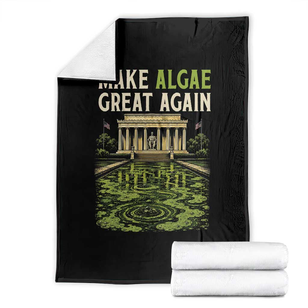 Make Algae Great Again Lincoln Memorial Reflecting Pool Graphic Throw Blanket Funny Washington DC Viral Swamp Meme TS02 Black Print Your Wear