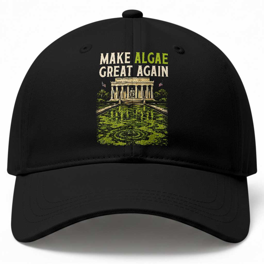 Make Algae Great Again Lincoln Memorial Reflecting Pool Graphic Baseball Cap Funny Washington DC Viral Swamp Meme TS02 Print Your Wear