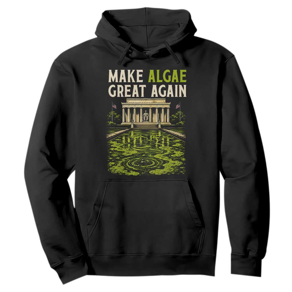 Make Algae Great Again Lincoln Memorial Reflecting Pool Graphic Hoodie Funny Washington DC Viral Swamp Meme TS02 Black Print Your Wear