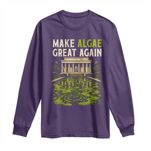 Make Algae Great Again Lincoln Memorial Reflecting Pool Graphic Long Sleeve Shirt Funny Washington DC Viral Swamp Meme TS02 Purple Print Your Wear