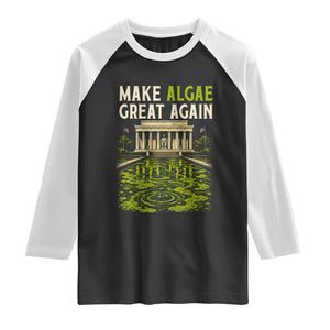 Make Algae Great Again Lincoln Memorial Reflecting Pool Graphic Raglan Shirt Funny Washington DC Viral Swamp Meme TS02 Black White Print Your Wear