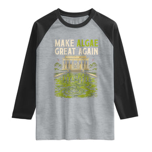 Make Algae Great Again Lincoln Memorial Reflecting Pool Graphic Raglan Shirt Funny Washington DC Viral Swamp Meme TS02 Heather Gray Black Print Your Wear