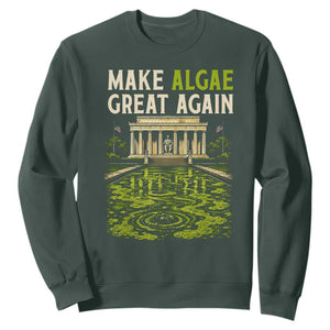 Make Algae Great Again Lincoln Memorial Reflecting Pool Graphic Sweatshirt Funny Washington DC Viral Swamp Meme TS02 Dark Forest Green Print Your Wear