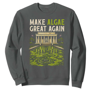 Make Algae Great Again Lincoln Memorial Reflecting Pool Graphic Sweatshirt Funny Washington DC Viral Swamp Meme TS02 Dark Heather Print Your Wear