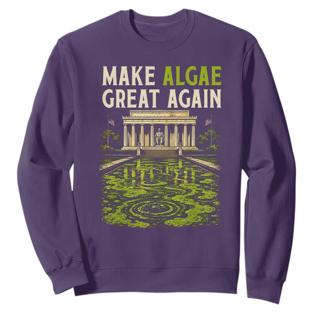 Make Algae Great Again Lincoln Memorial Reflecting Pool Graphic Sweatshirt Funny Washington DC Viral Swamp Meme TS02 Purple Print Your Wear