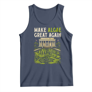 Make Algae Great Again Lincoln Memorial Reflecting Pool Graphic Tank Top Funny Washington DC Viral Swamp Meme TS02 Navy Print Your Wear