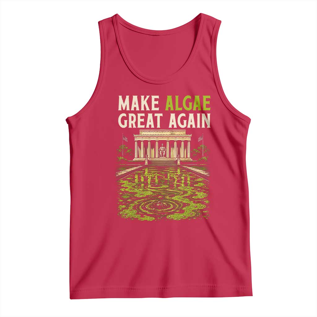 Make Algae Great Again Lincoln Memorial Reflecting Pool Graphic Tank Top Funny Washington DC Viral Swamp Meme TS02 Red Print Your Wear