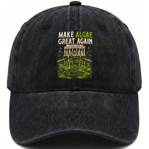 Make Algae Great Again Lincoln Memorial Reflecting Pool Graphic Washed Cotton Baseball Cap Funny Washington DC Viral Swamp Meme TS02 Print Your Wear