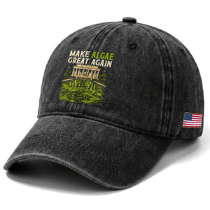 Make Algae Great Again Lincoln Memorial Reflecting Pool Graphic Washed Cotton Baseball Cap Funny Washington DC Viral Swamp Meme TS02 Print Your Wear