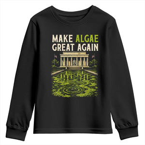 Make Algae Great Again Lincoln Memorial Reflecting Pool Graphic Youth Sweatshirt Funny Washington DC Viral Swamp Meme TS02 Black Print Your Wear