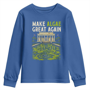 Make Algae Great Again Lincoln Memorial Reflecting Pool Graphic Youth Sweatshirt Funny Washington DC Viral Swamp Meme TS02 Royal Blue Print Your Wear