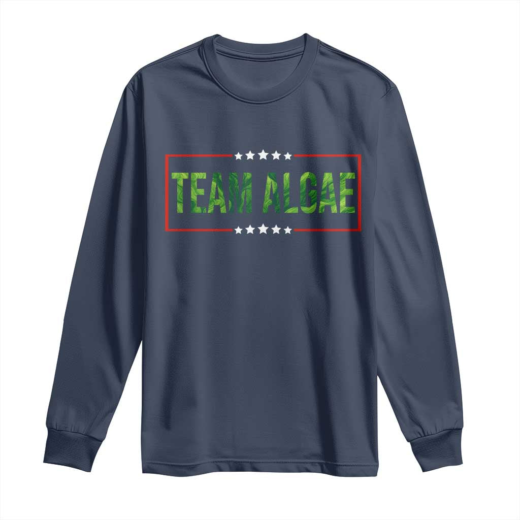 Team Algae Satire Long Sleeve Shirt Funny Lincoln Memorial Reflecting Pool Meme Parody TS02 Navy Print Your Wear