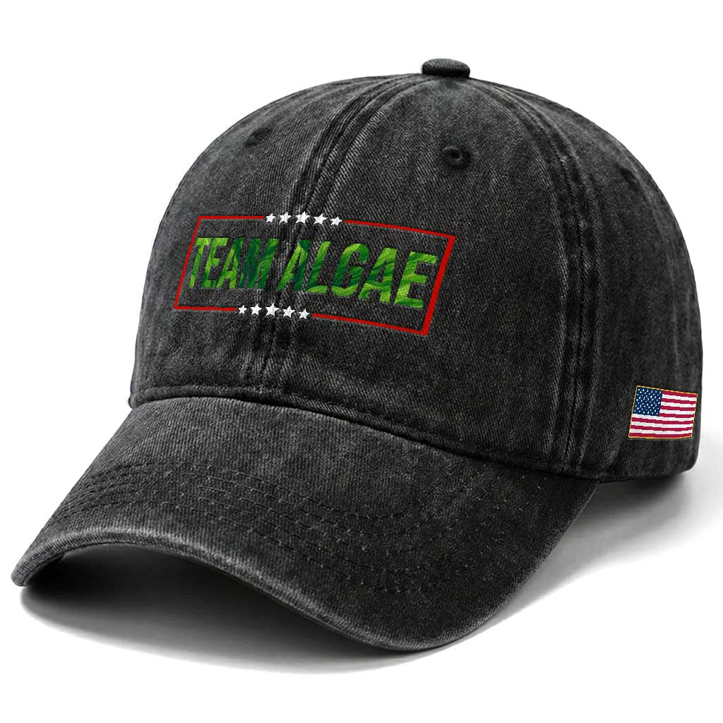 Team Algae Satire Washed Cotton Baseball Cap Funny Lincoln Memorial Reflecting Pool Meme Parody TS02 Print Your Wear