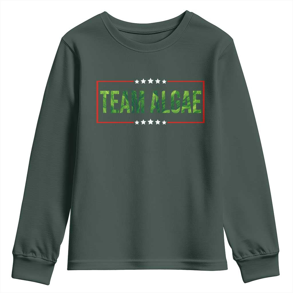 Team Algae Satire Youth Sweatshirt Funny Lincoln Memorial Reflecting Pool Meme Parody TS02 Dark Forest Green Print Your Wear