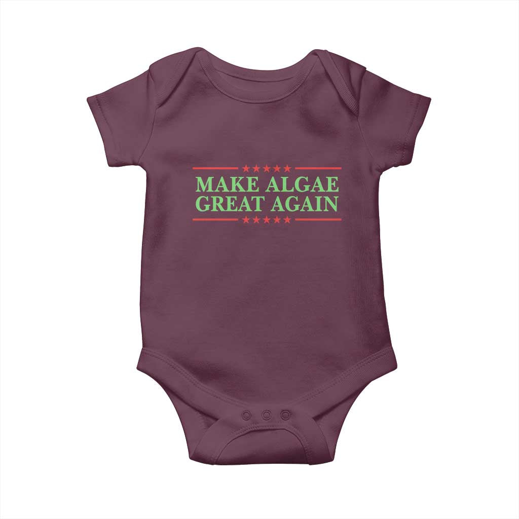 Make Algae Great Again Retro Baby Onesie Funny Lincoln Memorial Reflecting Pool Parody Meme TS02 Maroon Print Your Wear