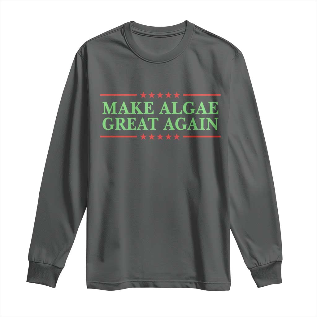 Make Algae Great Again Retro Long Sleeve Shirt Funny Lincoln Memorial Reflecting Pool Parody Meme TS02 Dark Heather Print Your Wear