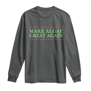 Make Algae Great Again Retro Long Sleeve Shirt Funny Lincoln Memorial Reflecting Pool Parody Meme TS02 Dark Heather Print Your Wear
