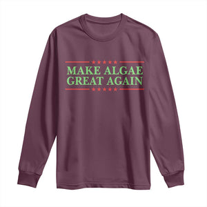 Make Algae Great Again Retro Long Sleeve Shirt Funny Lincoln Memorial Reflecting Pool Parody Meme TS02 Maroon Print Your Wear