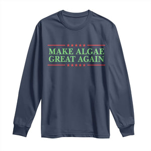 Make Algae Great Again Retro Long Sleeve Shirt Funny Lincoln Memorial Reflecting Pool Parody Meme TS02 Navy Print Your Wear